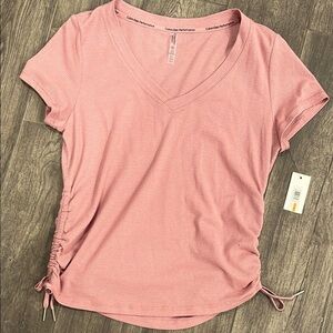 Calvin Klein Performance Pink Ruched Tie at Sides T-Shirt